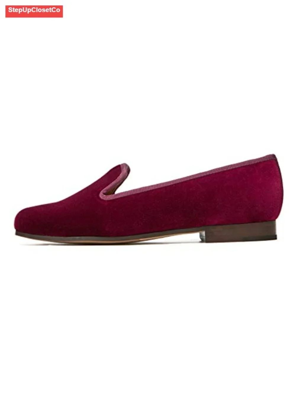 Women's Velvet Loafer Flat with Embroidery, Goat Leather Insole, Slip-On